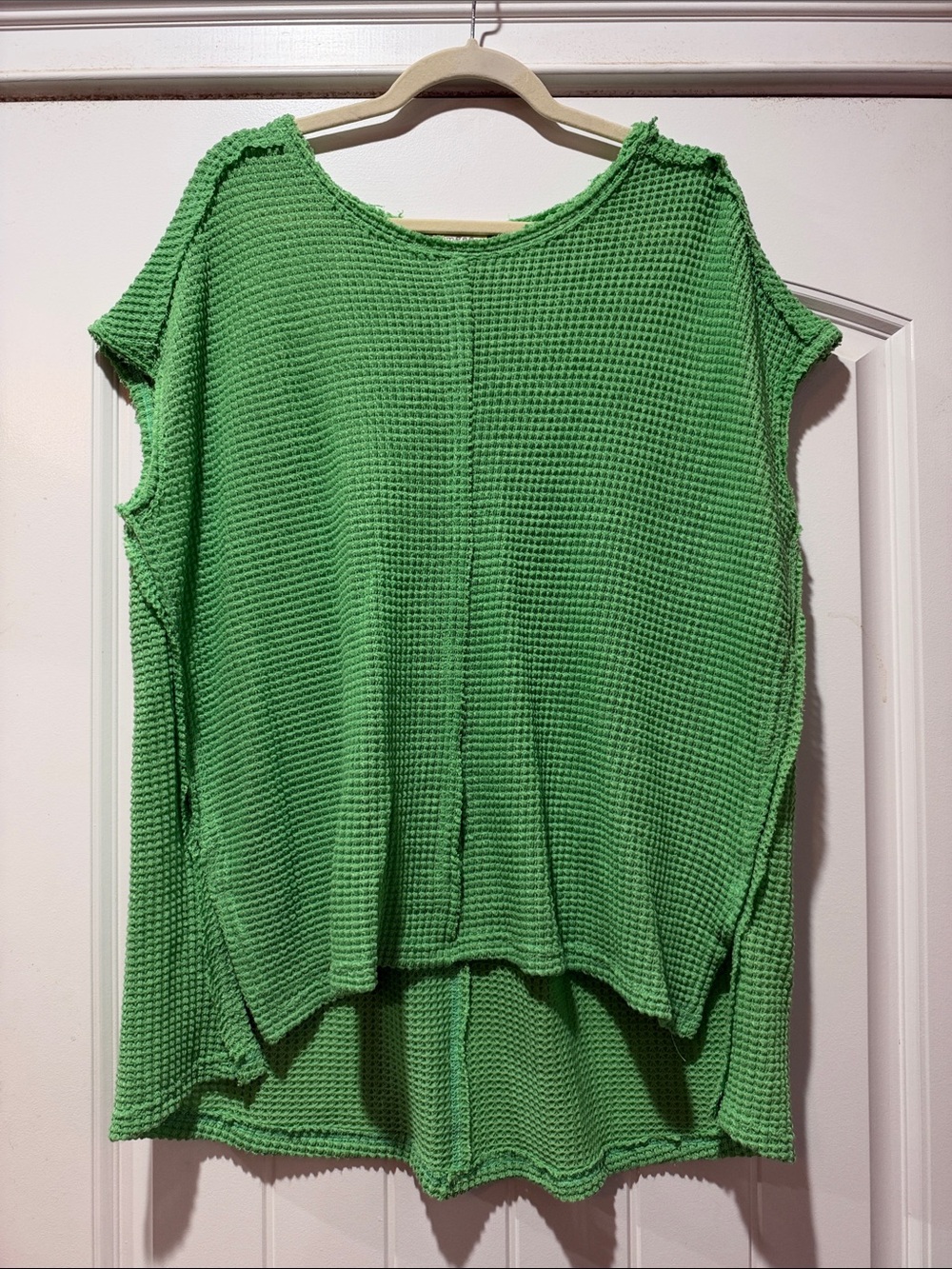 Umgee Bright Green Waffle Knit Boxy Top